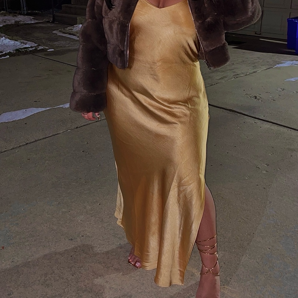 Gold Satin Dress